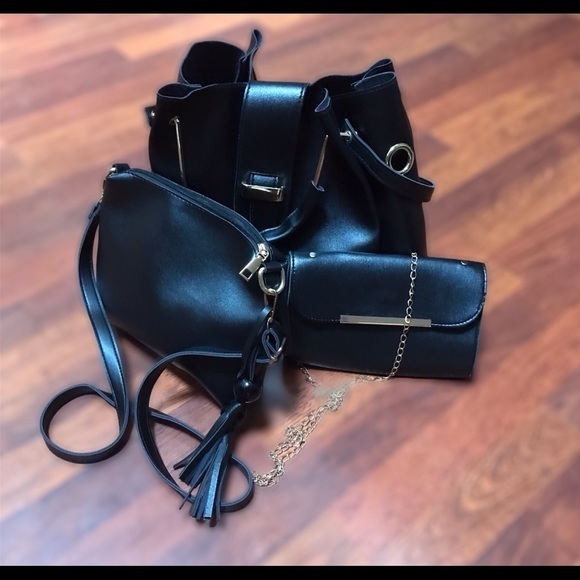 Handbag 3 Piece Set Black - Picture 1 of 15